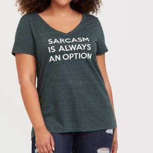 SARCASM IS ALWAYS AN OPTION V-NECK TEE - TRIBLEND DARK GREEN